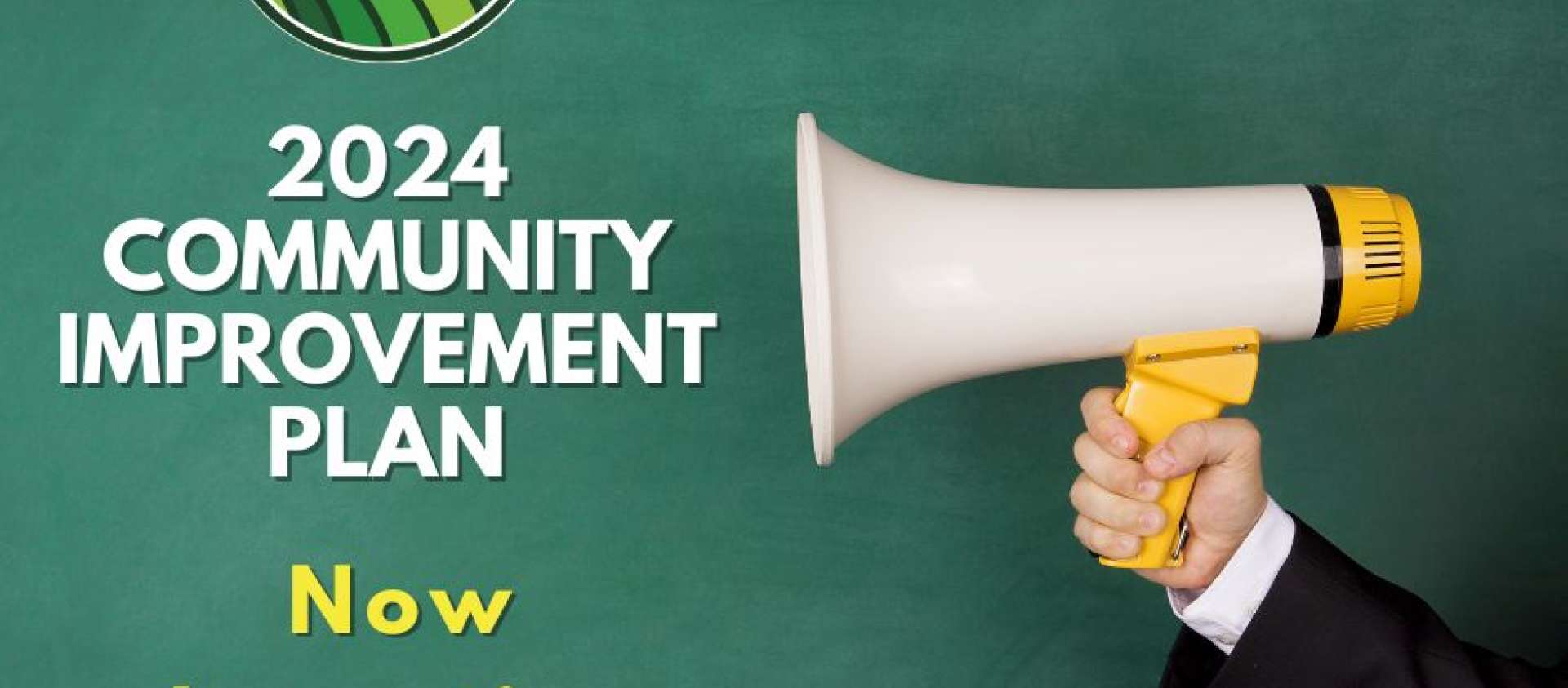 Picture of megaphone announcing the 2024 Community Improvement Plan