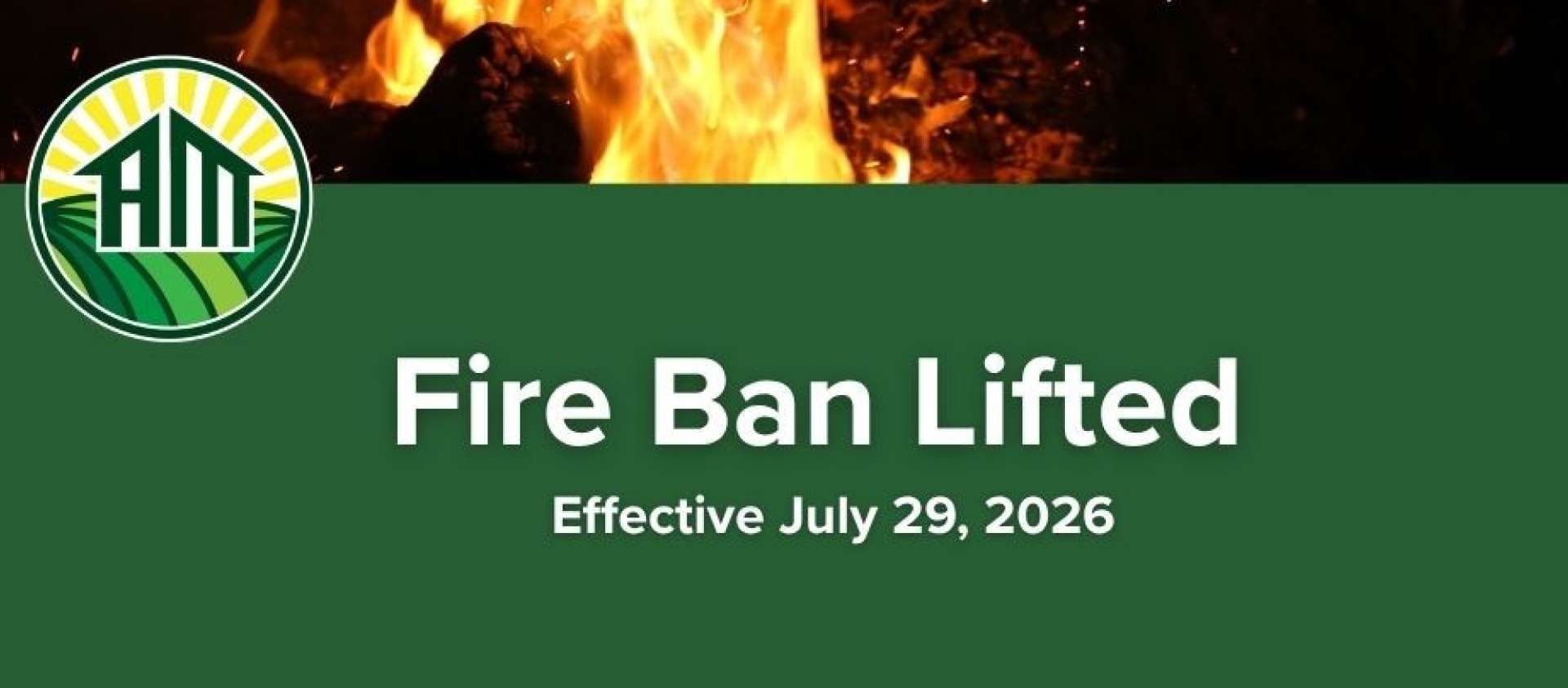 Fire Ban Lifted Effective July 29 2026