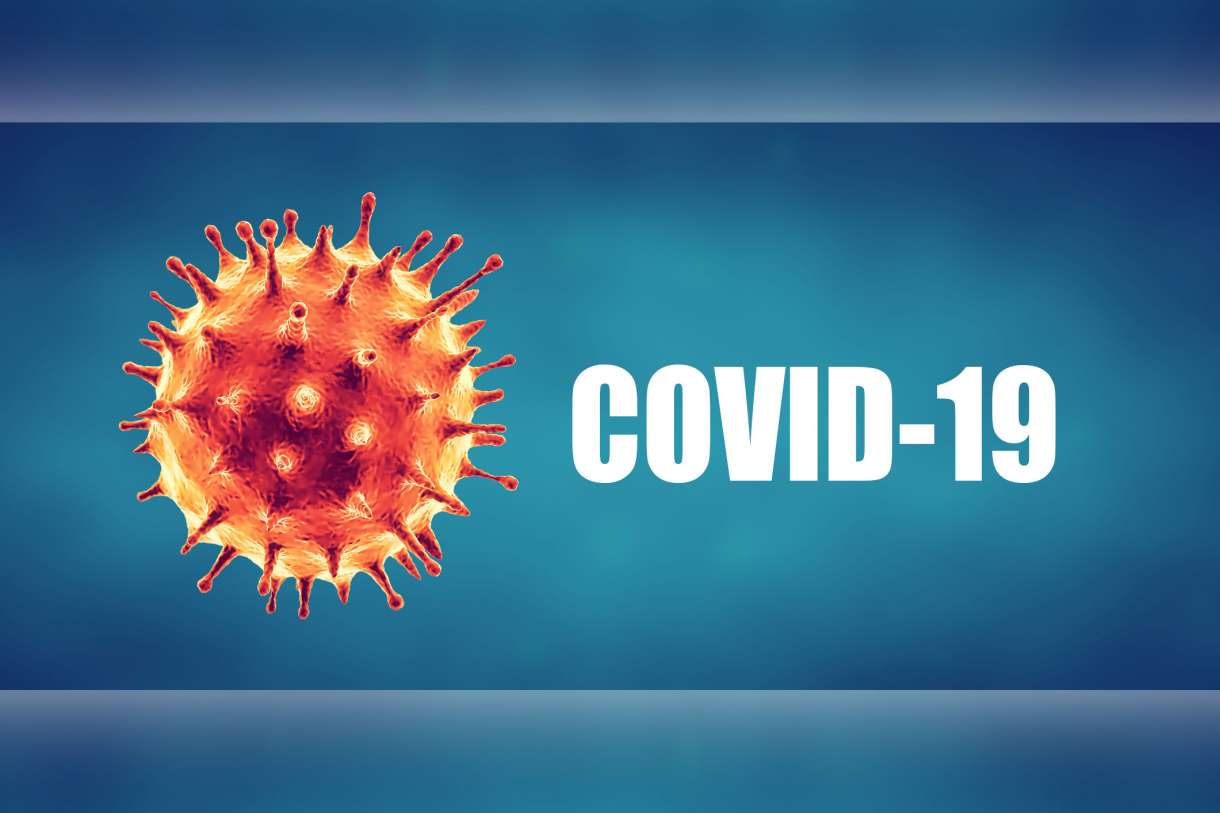 A title bar graphic with picture of corona virus and covid-19 tile