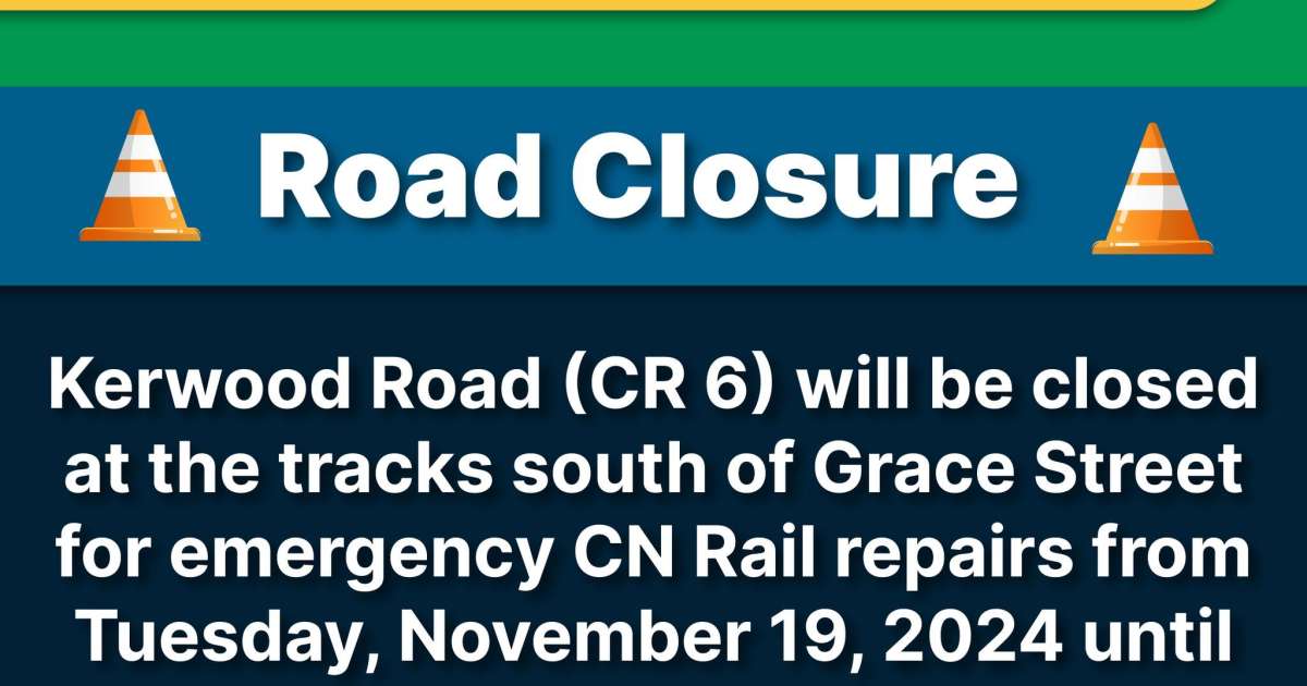 Road Closure Kewood Road CN Rail Tracks Nov 19 to Nov 21 Adelaide